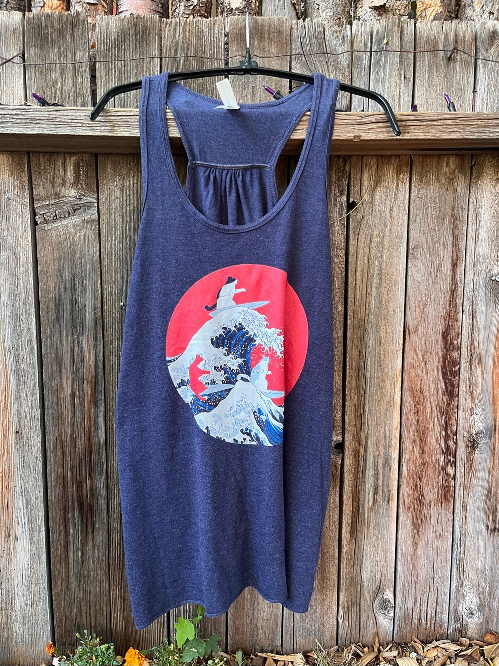 Navy Surfing Cats Racerback Tank